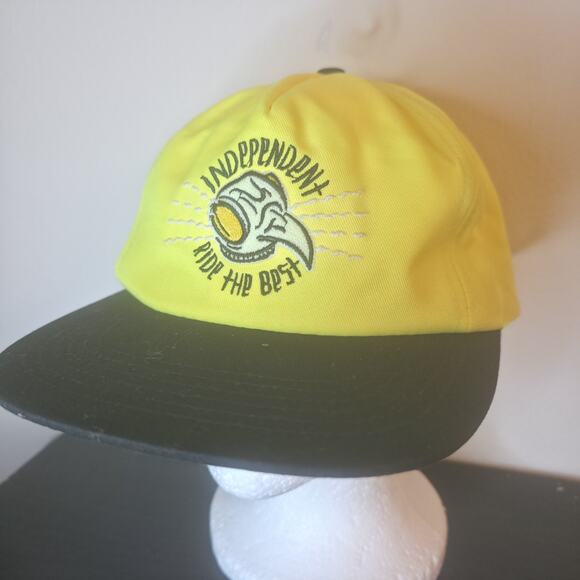 Independent Trucks Tony Hawk Logo Ride The Best Neon Yellow Snapback Hat - Picture 2 of 5